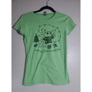 Baby Yoda Christmas Tee XL (14/16) Green Merry Force Be With You Star Wars Style
